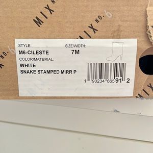 White snake print heel boots